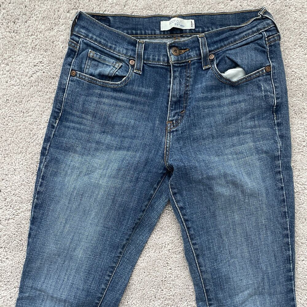Levis 515 Bootcut Womens Medium Wash Stretch Blue Jeans 6M 26x30 Flap Pockets - Picture 2 of 10